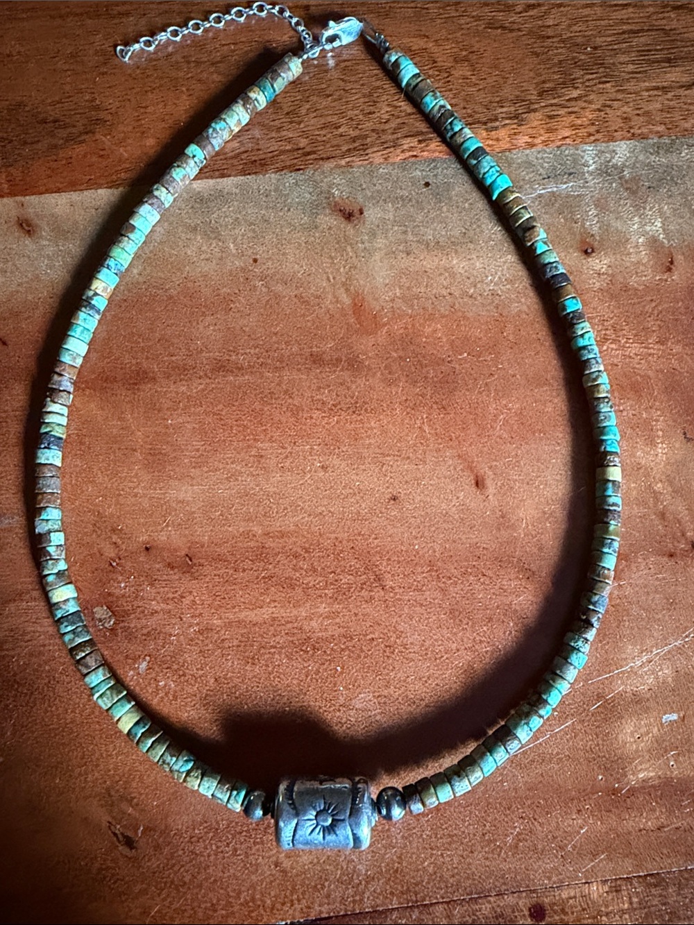 Turquoise Bead Necklace with Silver Accent - Women's Jewelry